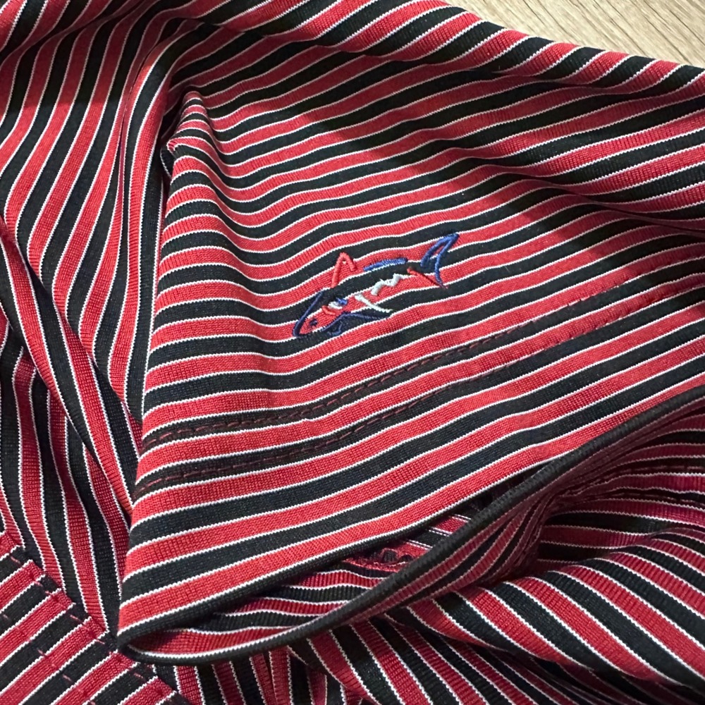 GREG NORMAN | Men's Red Black Stripe Athletic Golf Fish Polo Shirt, XXL/ 2XL - Picture 5 of 9